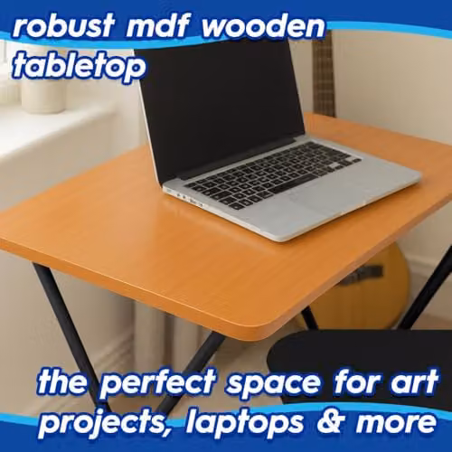 Harbour Housewares Modern Wooden Folding Desk and Chair Set in Brown and Black – 4