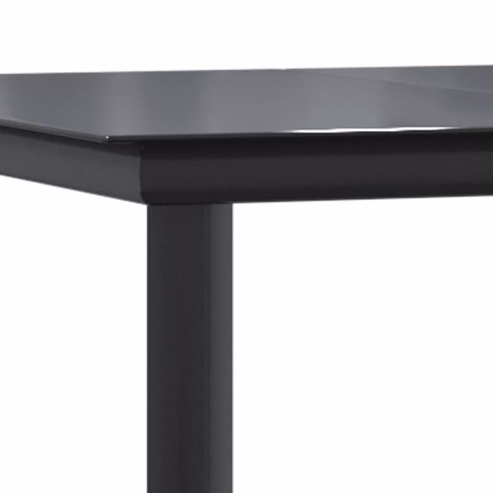 Berkfield Home 5 Piece Garden Dining Set in Black Matt Powder Coated Steel and Textilene with Glass Tabletop – 3