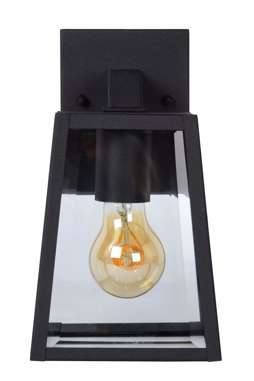 Lucide MATSLOT Black Metal and Glass Outdoor Cottage Wall Lantern for Garden and Terrace, E27 – 2