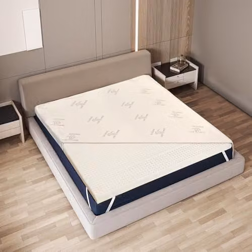 The White Stone Natural Latex Mattress Topper in White