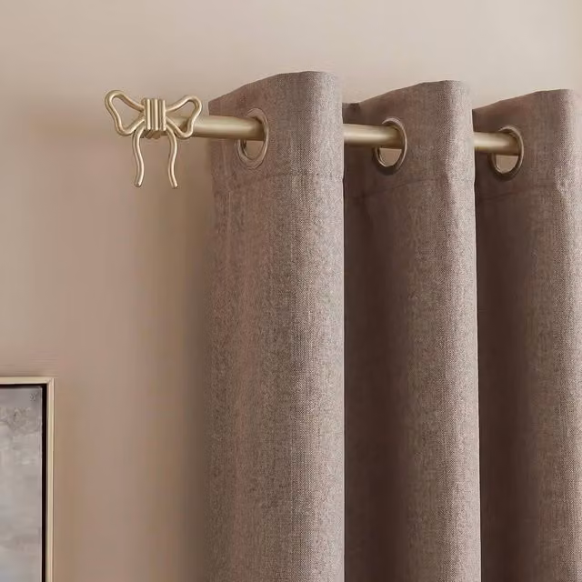 OHS Bow Finial Extendable Metal Curtain Pole, 16mm End Rod in Gold, 70 cm - 120 cm