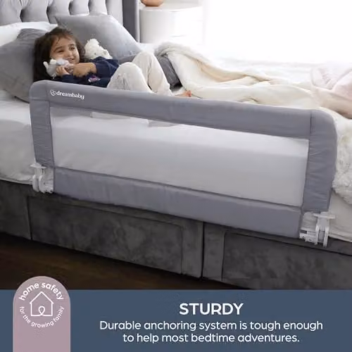 Dreambaby Milan Padded Toddler Bed Guard in Grey, W: 110 cm, H: 45.5 cm – 3