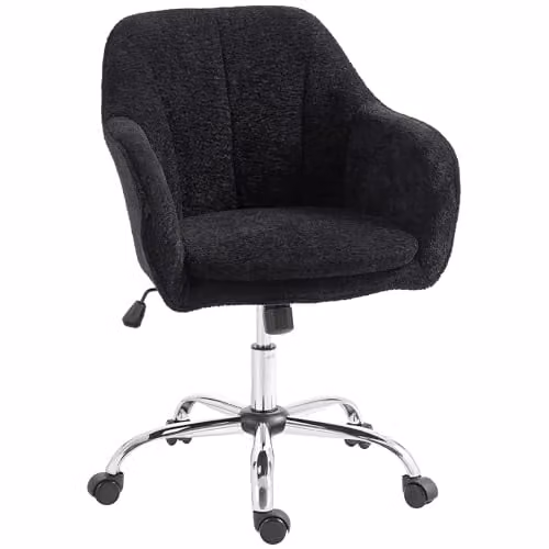 HOMCOM Modern Black Fabric Task Chair for Home Office and Bedroom, W/D/H: 63 x 64 x 96 cm
