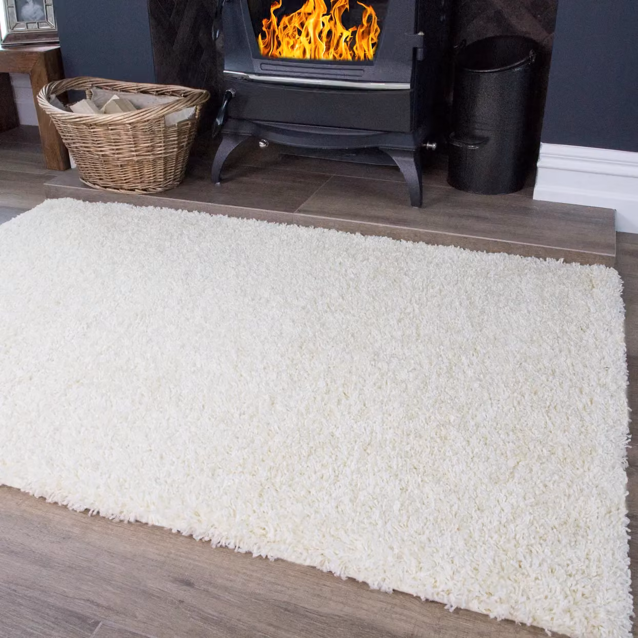 Kukoon Cream Soft Value Shaggy Living Area Rug, W: 180 cm, D: 270 cm – 2