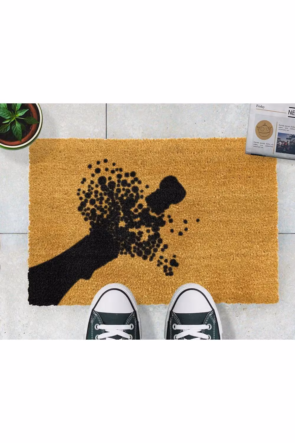 Artsy Mats Champagne Pop Coir Doormat in Black and Brown, W: 60 cm, D: 40 cm – 3
