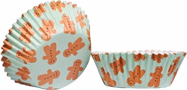 Premier Housewares Gingerbread Medium Cupcake Cases, Green, W/D/H: 8 x 8 x 3 cm, 60 Pieces
