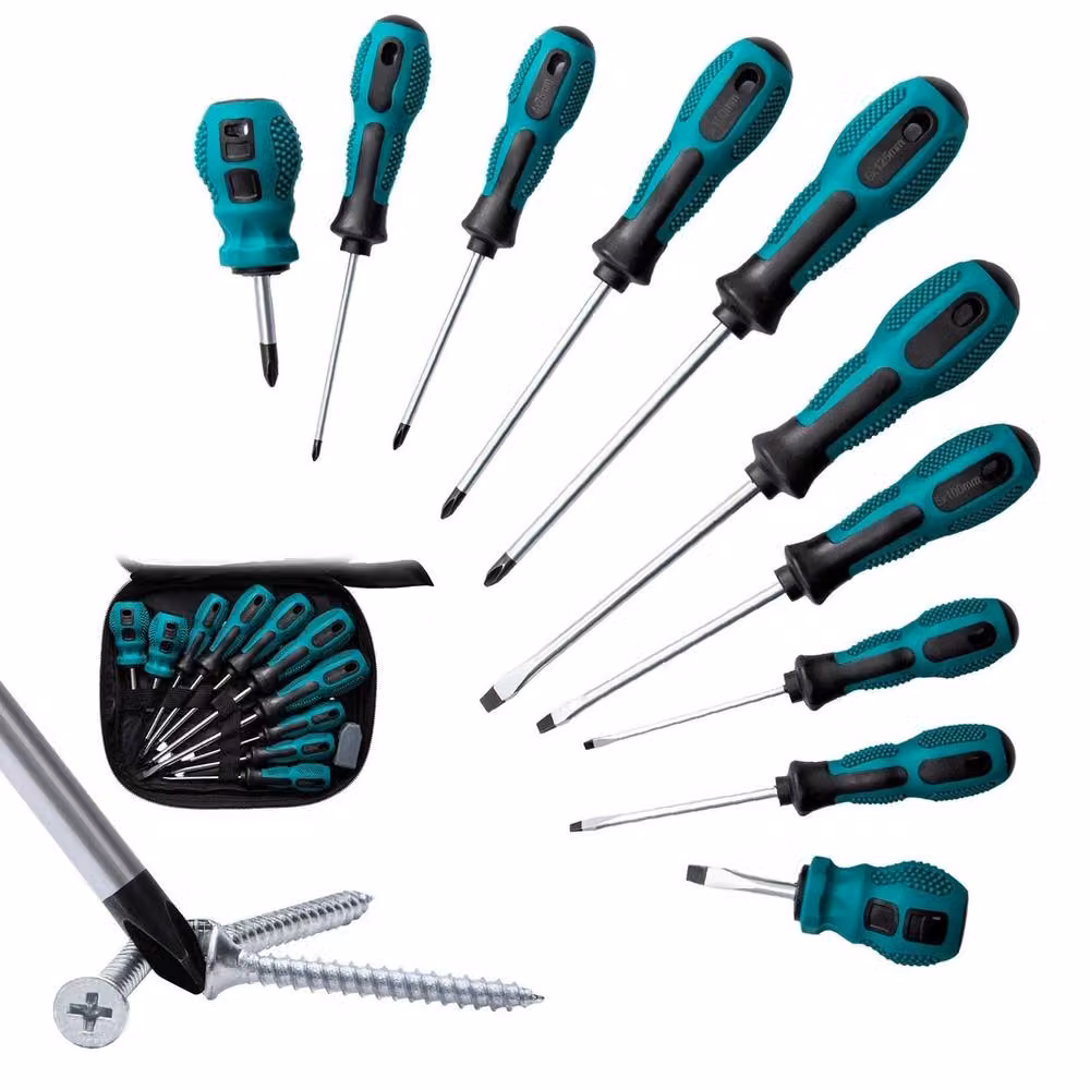 VOGREX 10-Piece Heavy Duty Magnetic Screwdriver Set with 5 Flat and 5 Cross Heads in Multicolour – 3