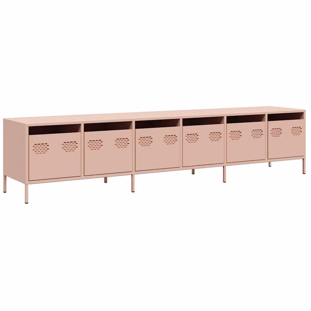 Berkfield Home Pink Modern TV Cabinet in Matt Cold-rolled Steel, W: 202 cm, D: 39 cm, H: 43.5 cm – 3