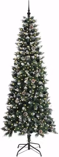 Berkfield Home Elegant Artificial Christmas Tree with 300 LEDs, Green, W/D/H: 96 x 96 x 240 cm – 1