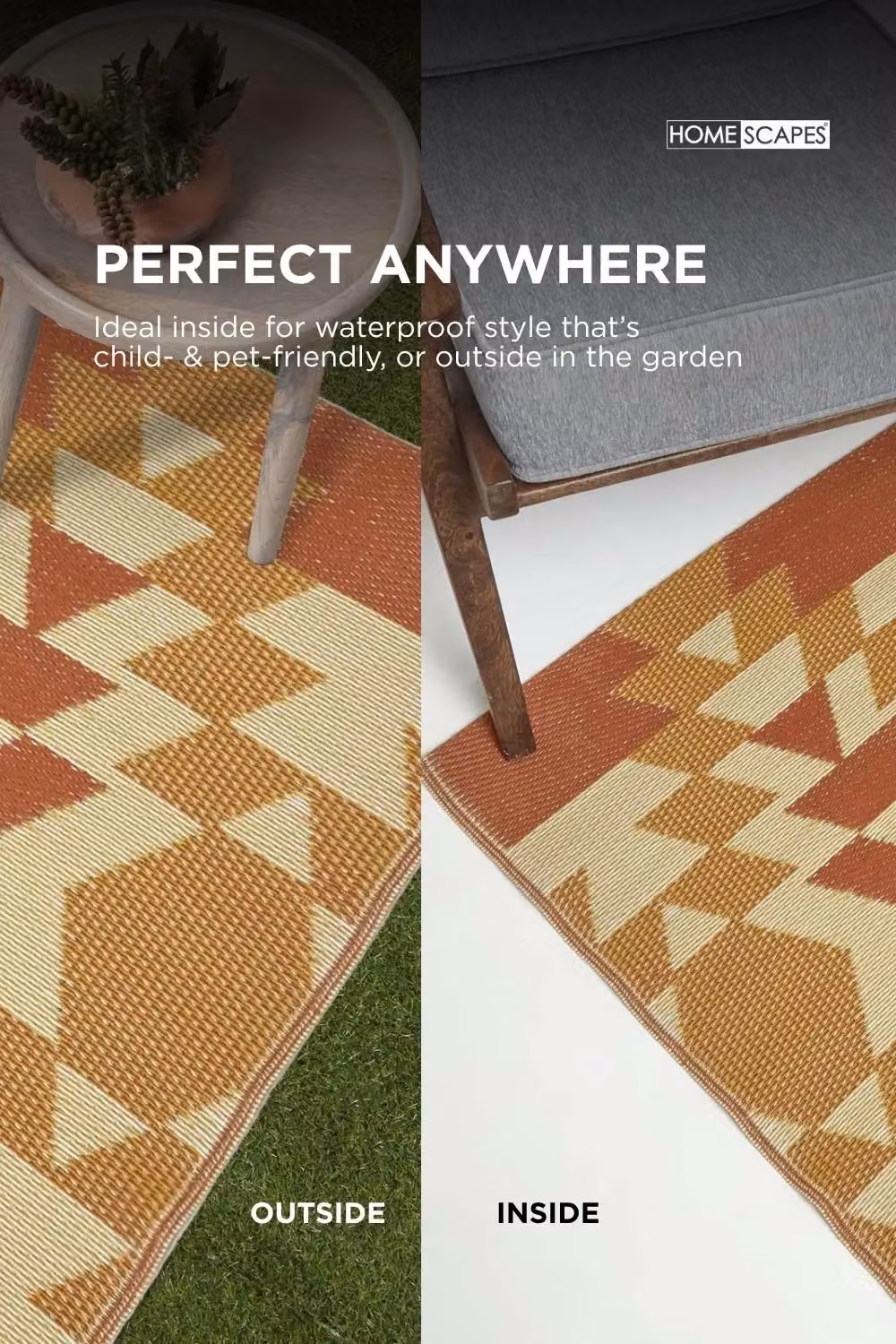 Homescapes Anya Aztec Luxury Outdoor Rug, Orange and Red, W/L: 75 x 200 cm – 4