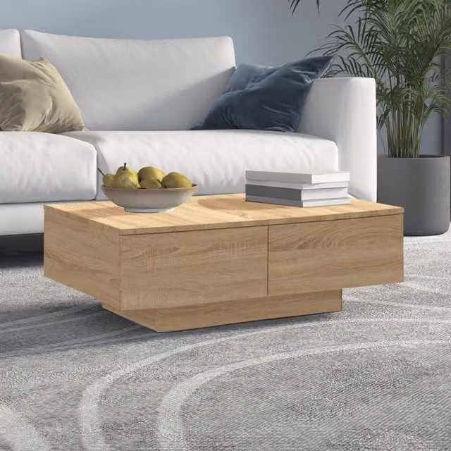 Berkfield Home Sonoma Oak Coffee Table in Brown, W/D/H: 90 x 60 x 31 cm – 1