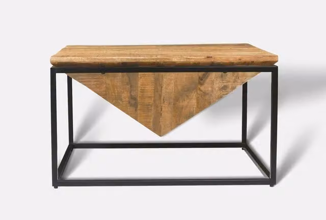Jaipur Furniture Ltd Industrial Diamond Coffee Table in Brown Mango Wood and Iron, W80 x D80 x H47 cm