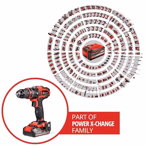 Einhell Power X-Change 18V Cordless Impact Drill Driver Kit with Battery and Charger, 44Nm, Red and Black – 2