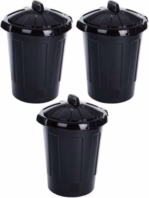 FLAVORA 3-Piece Garden Animal Feed Storage Bins with Lids, Black – 1