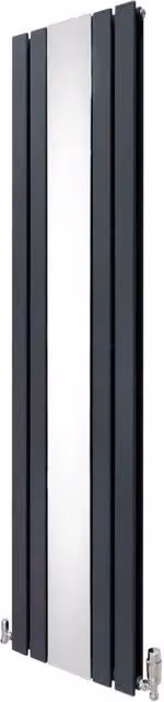 Monstershop Mirror Radiator and Valves in Anthracite Grey, W: 180 cm, H: 42.5 cm