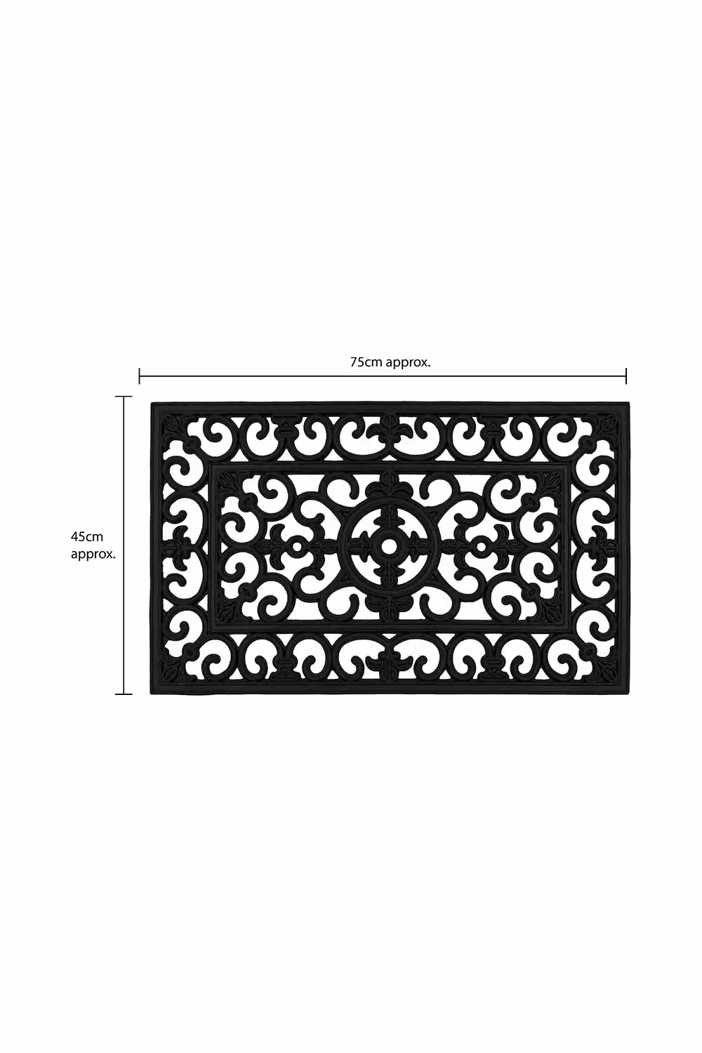 JVL Lexi Wrought Iron Effect Rubber Doormat, Black, W: 45 cm, D: 75 cm – 5