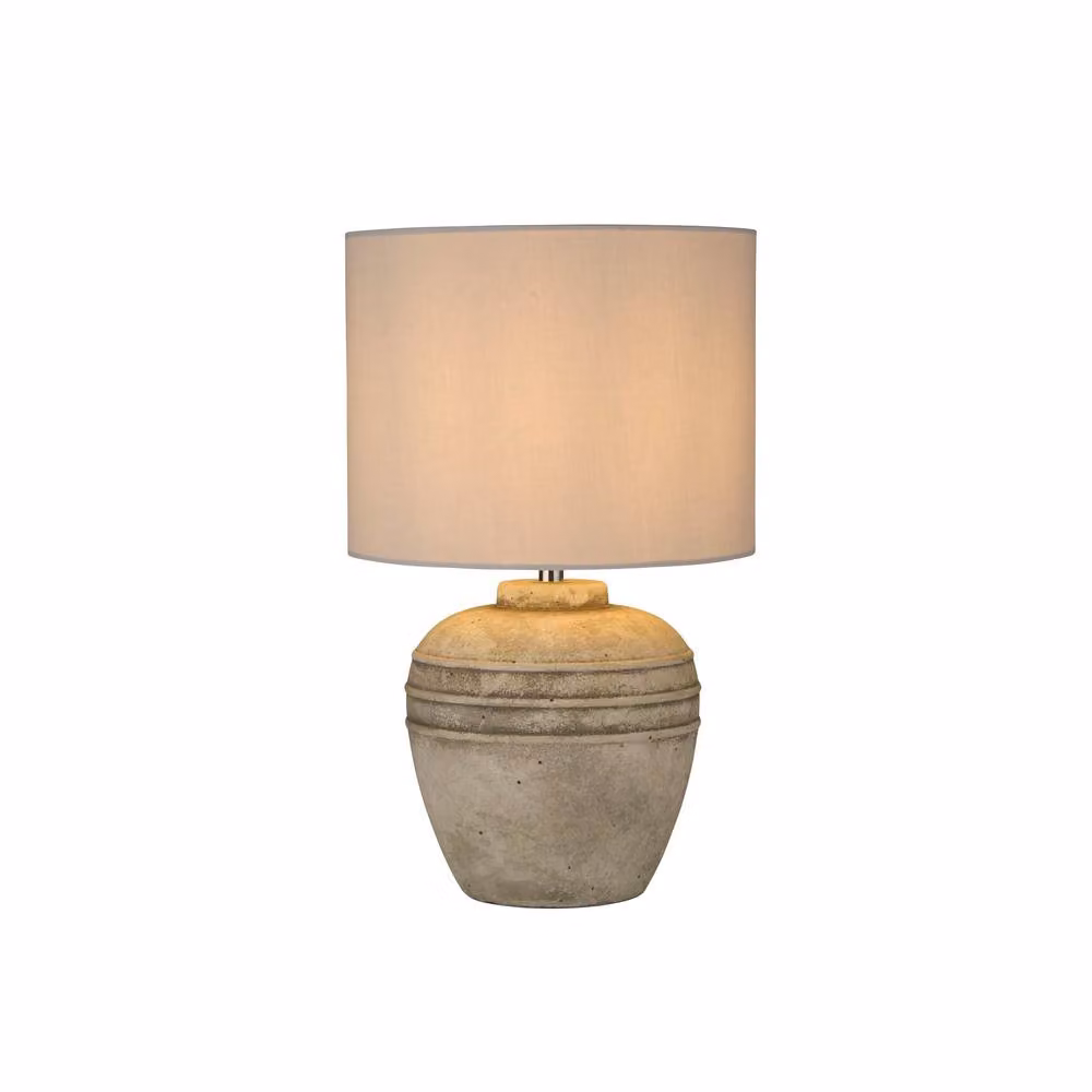 Lighting Collection Stone Effect Ceramic Table Lamp with Grey Shade – 2