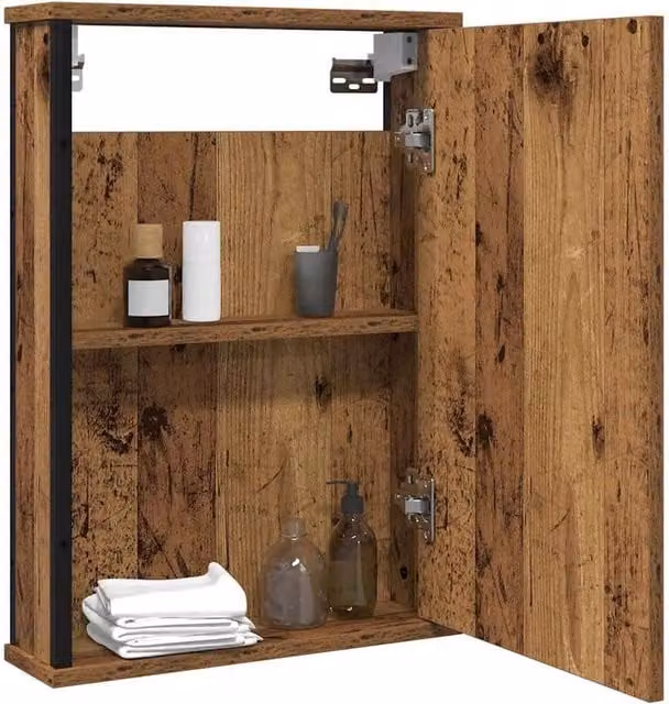 Berkfield Home Sturdy Bathroom Mirror Cabinet in Brown, W/D/H: 42 x 12 x 60 cm – 1