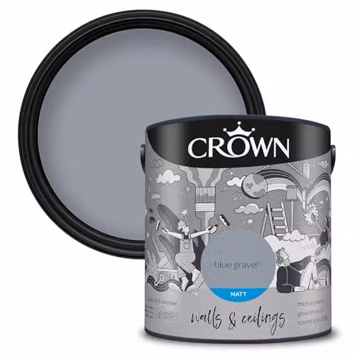 Crown Walls & Ceilings Matt Emulsion Paint, Cool Mid Grey, 2.5L – 1