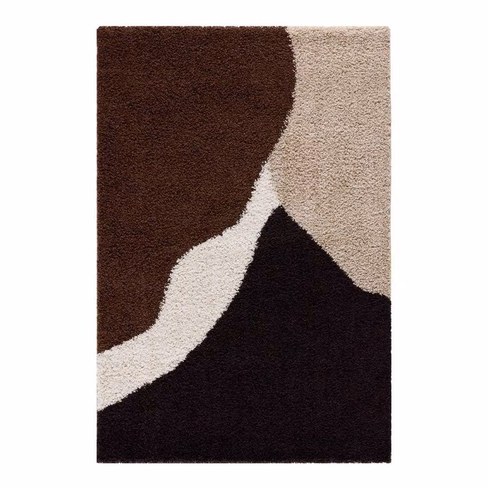 sweeek Shaggy Geometric Indoor Rug in Beige, Brown and Black, W: 160 cm, L: 230 cm – 2