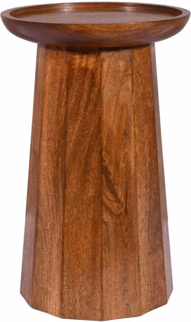 Elm Home And Garden Round Mango Wood Side Table, Brown, W/D/H: 55 x 35 x 35 cm