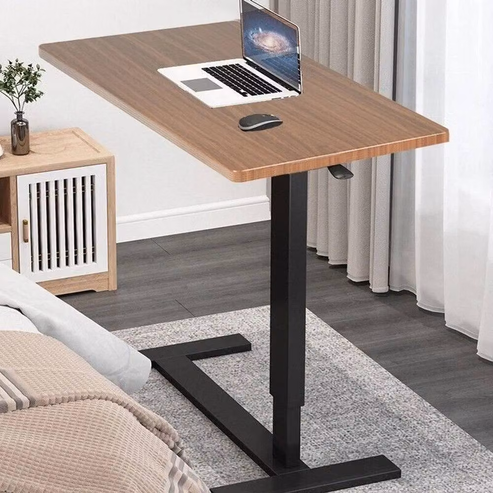 VOGREX Gas-Lift Adjustable Overbed Table with Castors in Brown – 3