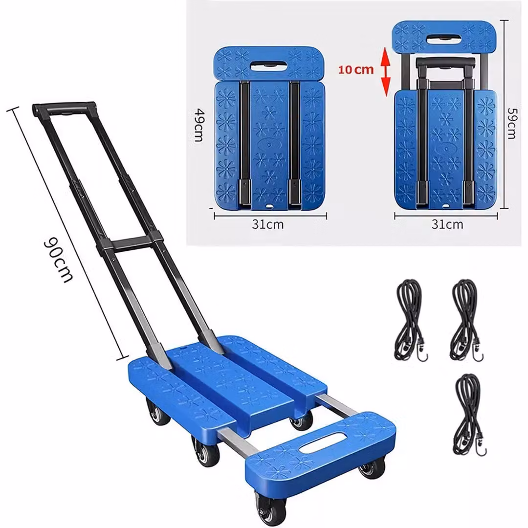 SPETLEK Heavy Duty Folding Hand Truck Dolly Cart in Blue Steel and ABS – 2