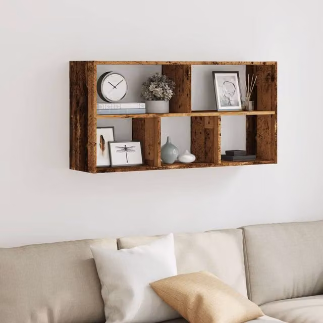 Berkfield Home Durable Wall Mounted Shelf in Old Wood Brown, W/D/H: 100 x 25 x 50 cm