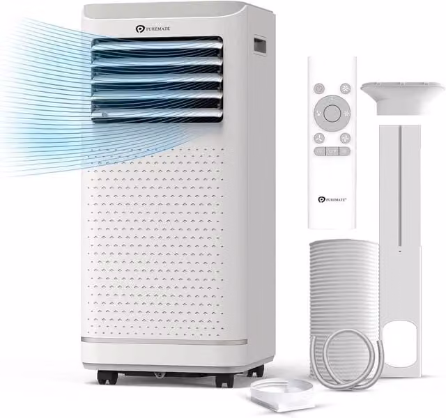 PureMate 4-in-1 Portable Air Conditioner, Dehumidifier and Fan with Remote Control, White – 1