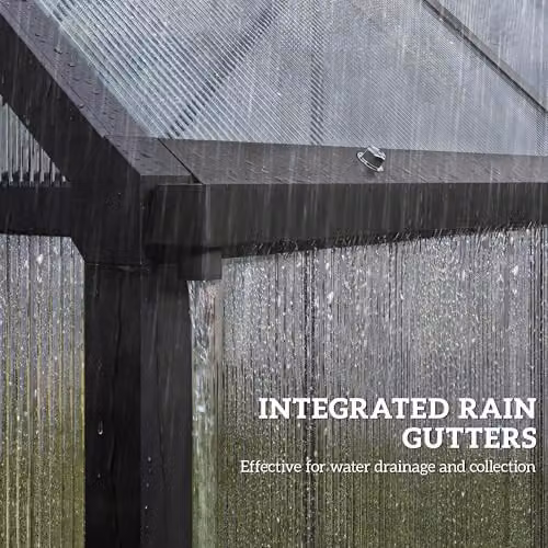 Outsunny Black Polycarbonate Walk-in Greenhouse with Hinged Swing Door and Gable Roof – 7