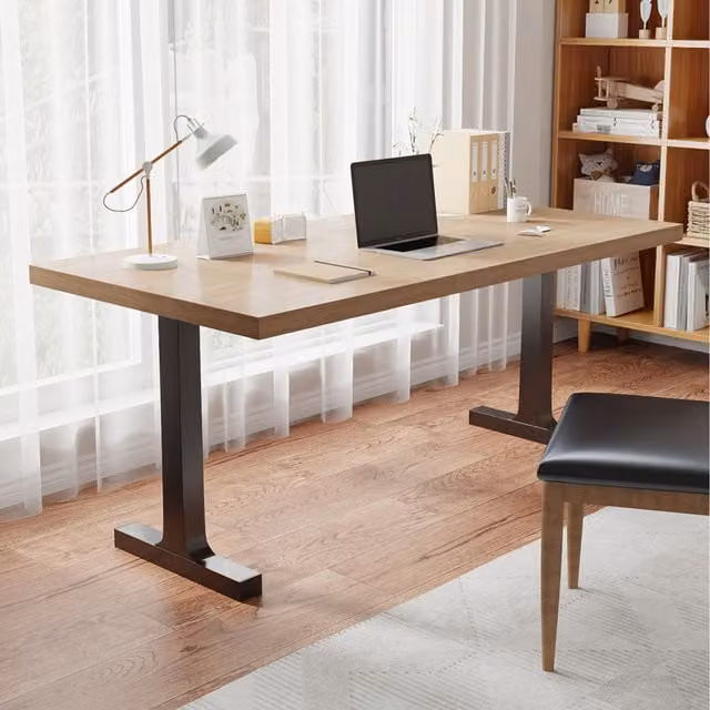 Livingandhome Set of 2 I-Shaped Metal Table Legs, Black, Height: 71 cm