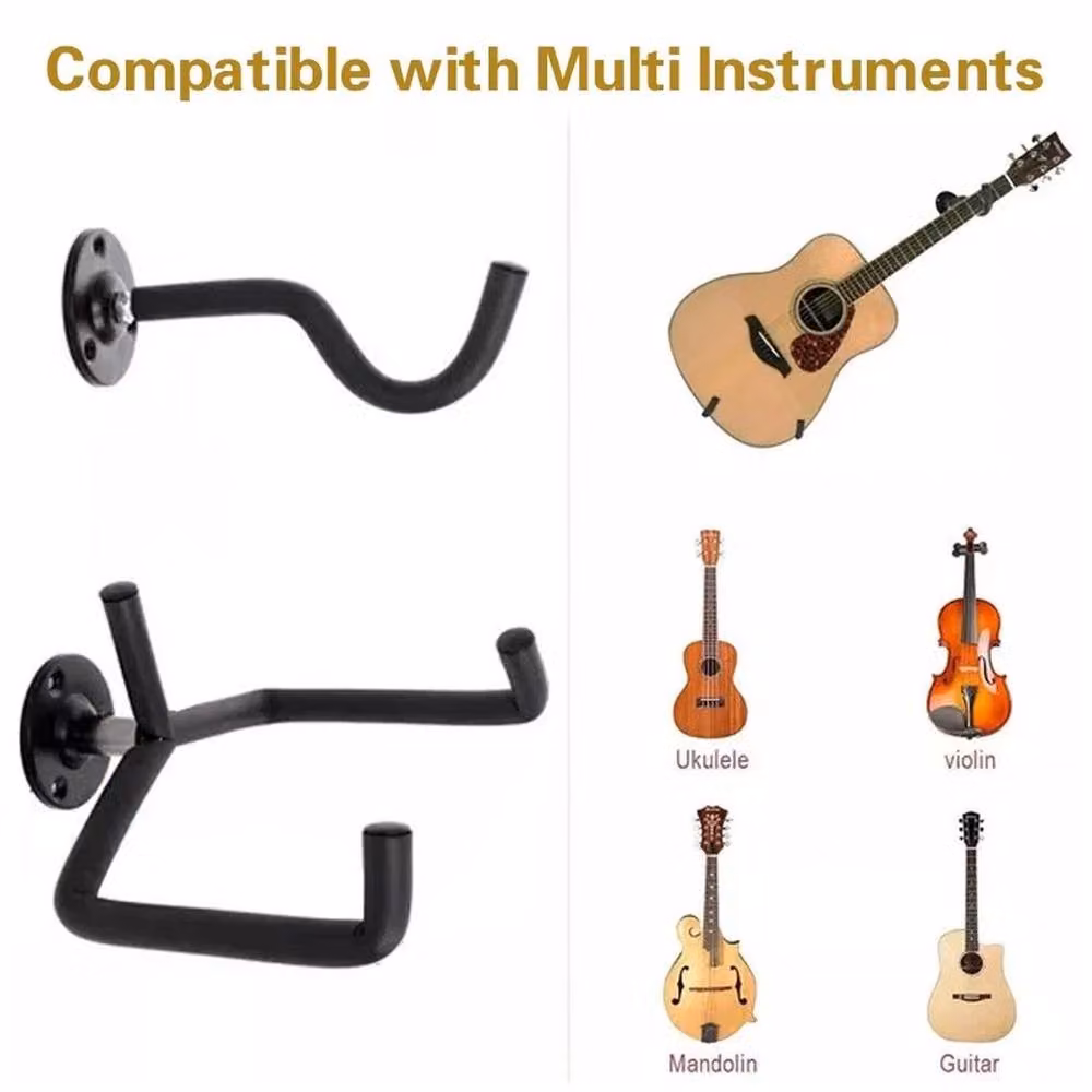 FLAVORA Horizontal Guitar Wall Mount Hook Rack Hanger Stand in Black – 2