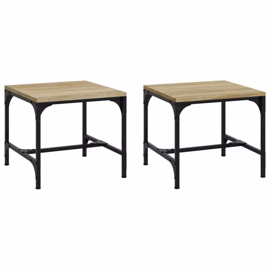 Berkfield Home Set of 2 Sonoma Oak Side Tables in Brown, W/D/H: 40 x 40 x 35 cm – 2