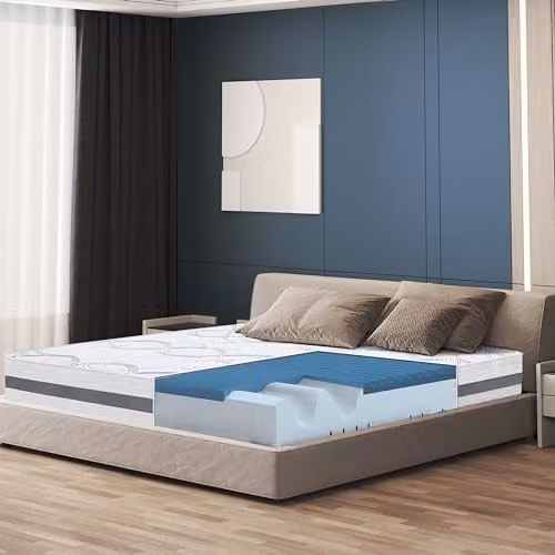 The White Stone Memory Foam Mattress in White, Medium Stiffness, Height: 22 cm, W/D/H: 140 x 190 x 22 cm
