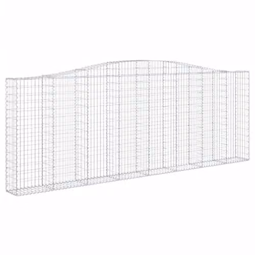 vidaXL 10-piece Arched Gabion Baskets in Silver Galvanised Steel, W/D/H: 400 x 30 x 140/160 cm