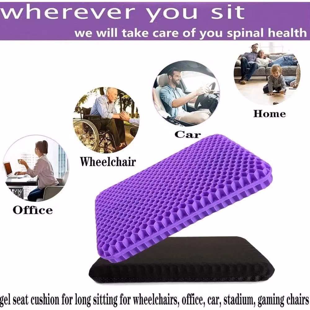 Kelvenix Purple Orthopaedic Ergonomic Gel Seat Cushion, W/D/H: 43 x 36 x 4.5 cm – 2