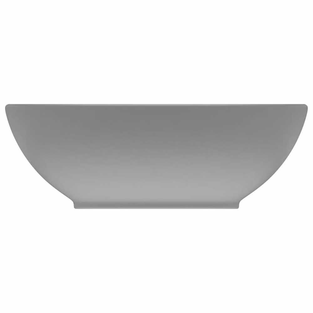 Berkfield Home Luxury Oval Ceramic Basin in Matt Light Grey W: 40 cm, D: 33 cm – 3