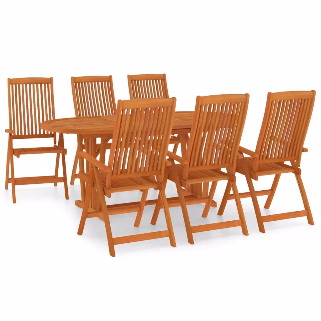 Berkfield Home 7 Piece Rustic Solid Wood Eucalyptus Garden Dining Set in Brown – 2