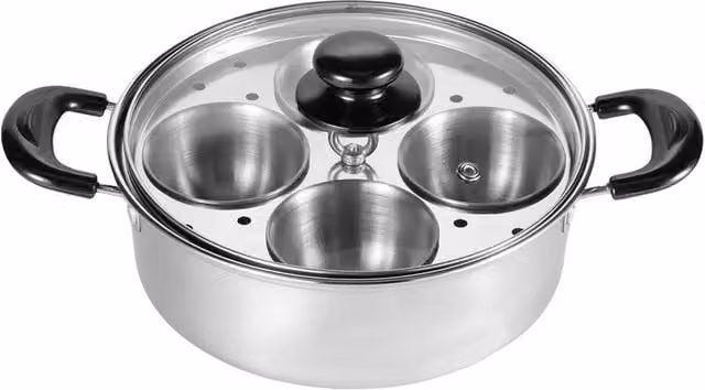 Nordara Stainless Steel Egg Poaching Pan with Glass Lid in Silver – 1
