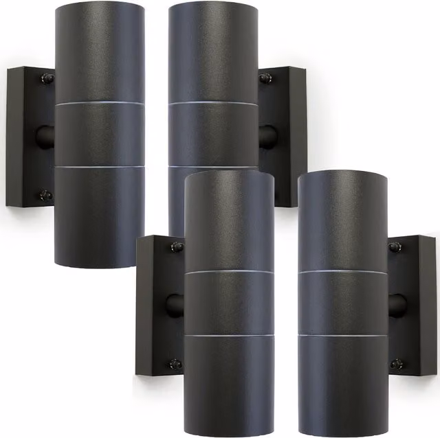 Loops 4 Pack Anthracite GU10 Up and Down Outdoor Wall Lights with Dimming Function