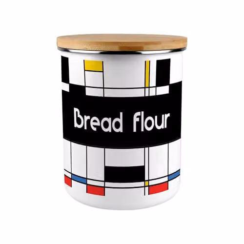 Purely Home Retro Art Deco Bread Flour Canister, 2.7 l, Multicolour Enamel and Bamboo Kitchen Storage Tin – 1