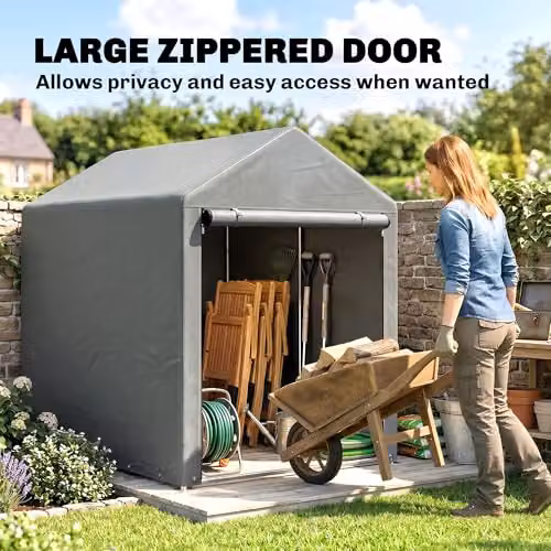 Outsunny Grey Garden Storage Shed with Single Door, W/D/H: 120 x 120 x 165 cm – 7