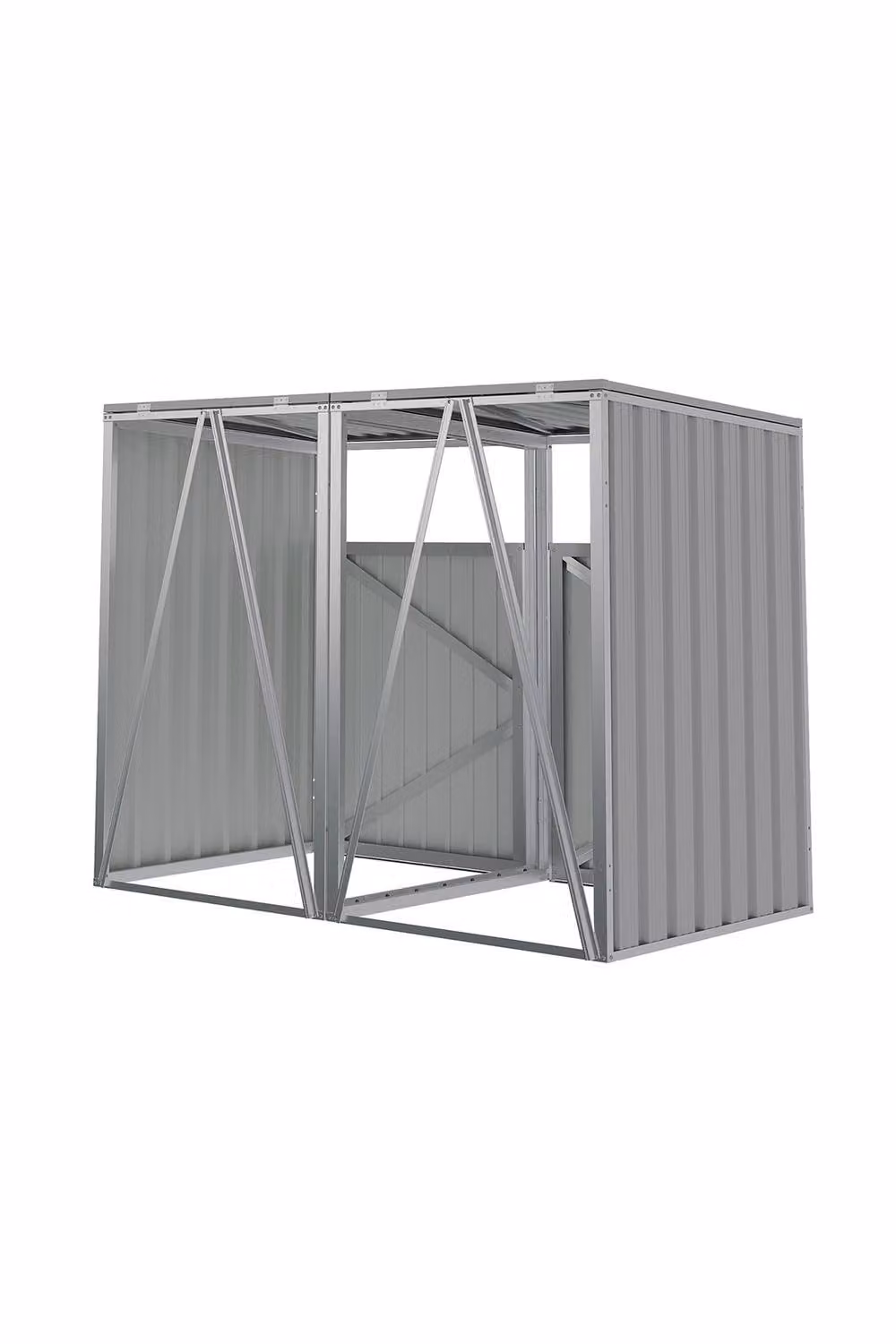 Garden Sanctuary Metal Double Bin Store in Grey, W/D/H: 152.4 x 81.5 x 122.0 cm – 2