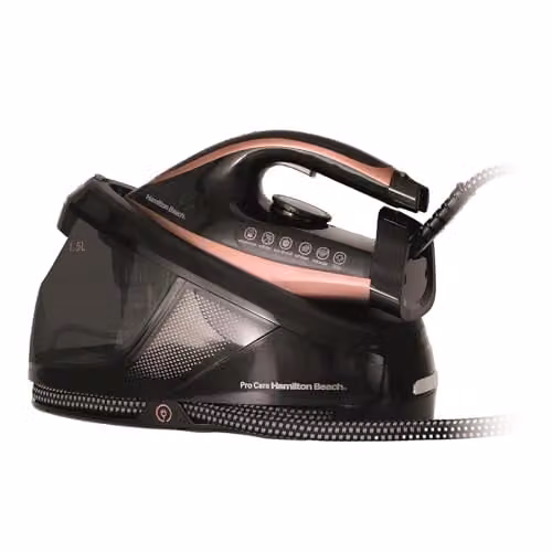 Hamilton Beach Pro Care Steam Generator Iron with Vertical Steam, Anti-Calc Technology and Non-Stick Ceramic Soleplate, Black/Bronze – 1