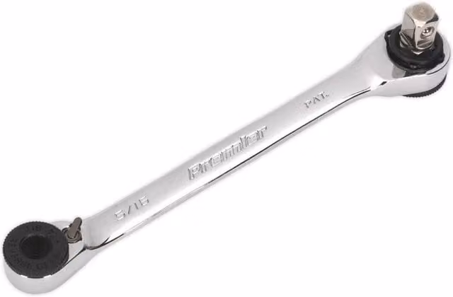 Loops Reversible Ratchet Spanner 1/4 inch Square Drive Adaptor with 1/4 inch and 5/16 inch Hex Drive in Silver Chrome Vanadium Steel