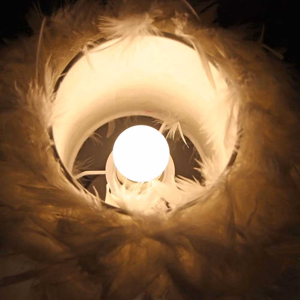 EONLION Modern White Feather Table Lamp with Metal Base and E27 LED Bulb – 3
