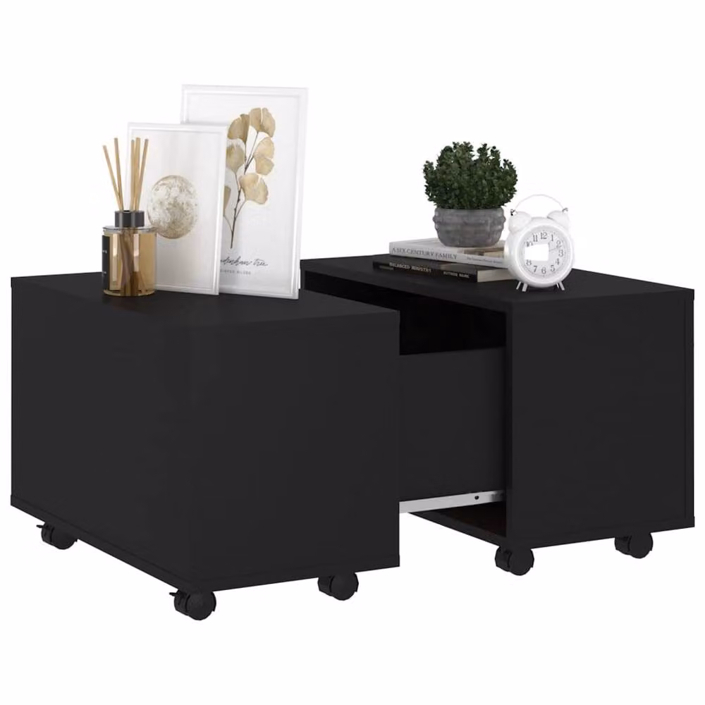 Berkfield Home Modern Black Square Coffee Table in Composite Wood W/D/H: 60 x 60 x 38 cm – 4