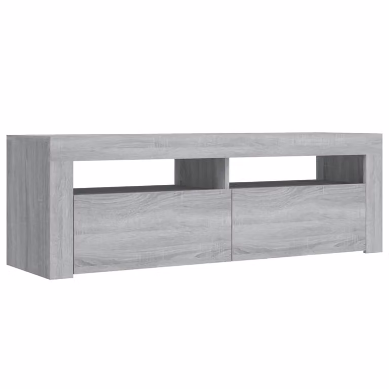 Berkfield Home TV Cabinet with LED Lights in Grey Sonoma, W/D/H: 120 x 35 x 40 cm