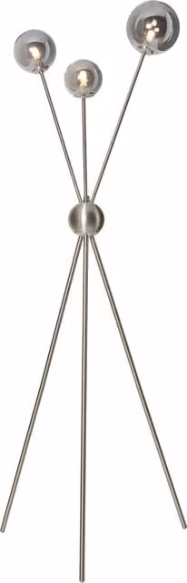Litecraft Tripod Floor Lamp with Smoked Glass Sphere Shades in Silver