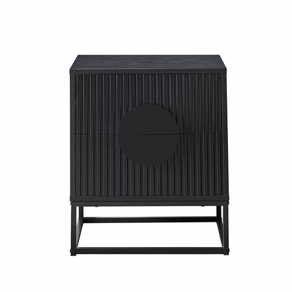 Moderna MMT Fluted 2-Door Storage Cabinet in Black with Adjustable Shelf and Steel Legs – 1